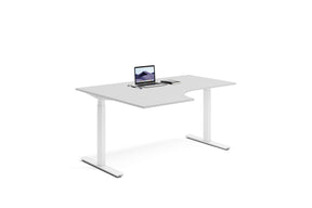 Hörnskrivbord med justerbar höjd för en produktivare arbetsplats.