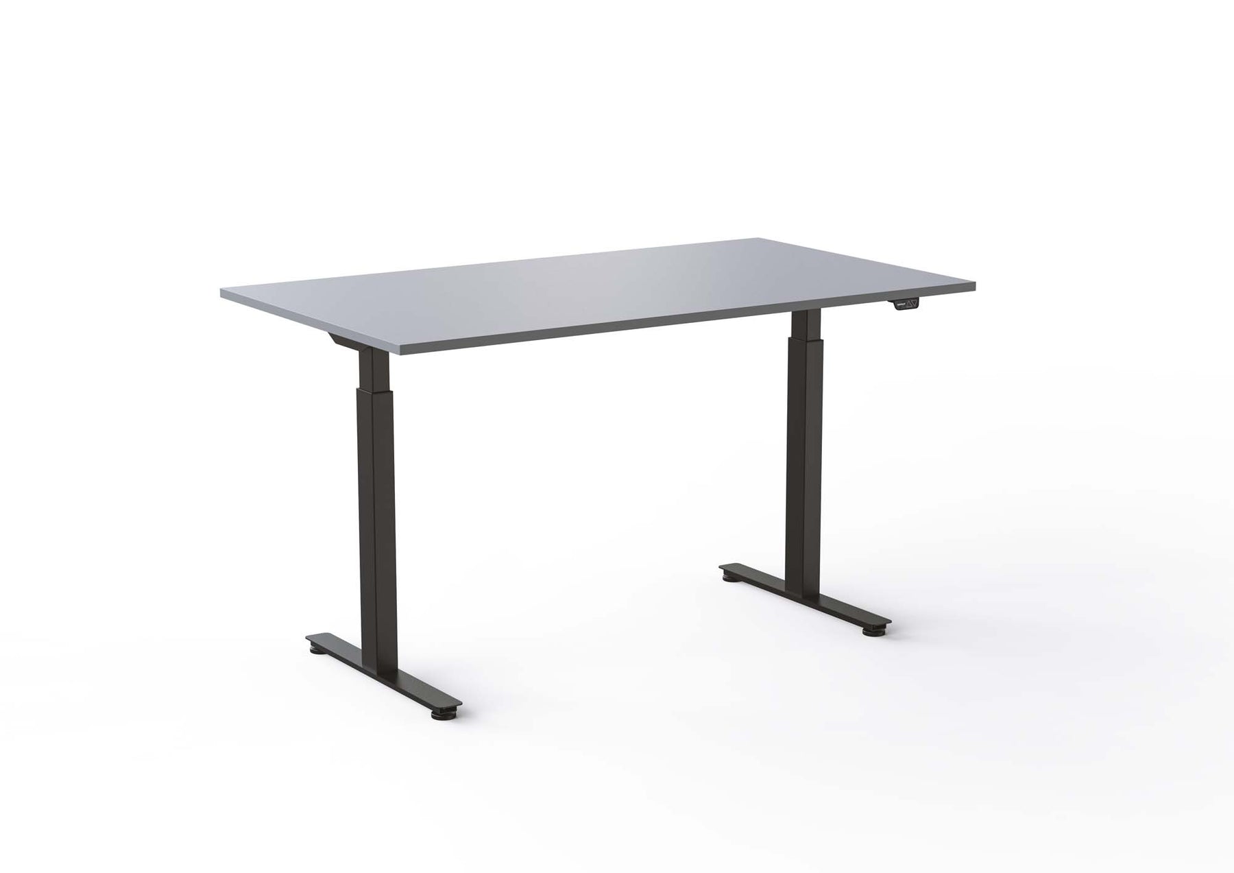 grå bordsskiva och svart stativ 140 x 80 cm