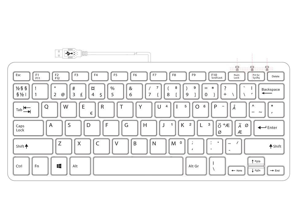 R-Go Tools Ergo compact keyboard | Nordiskt Tangentbord Silver - Wulff Beltton